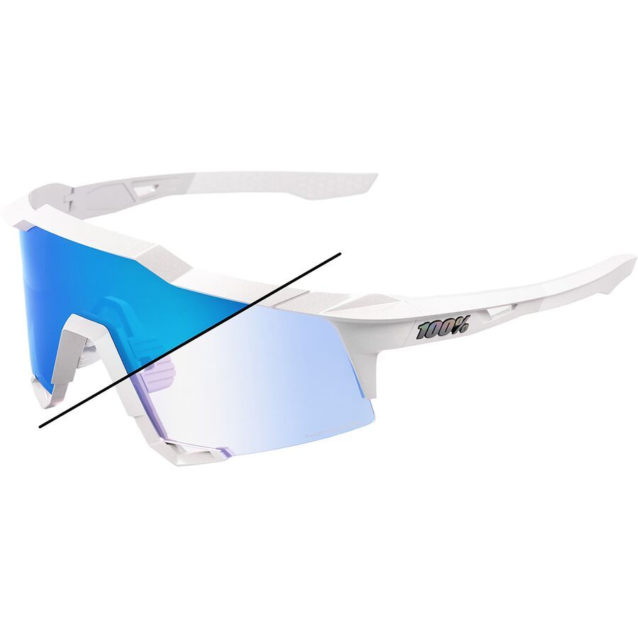 100% Speedcraft Sunglasses Bastille LE/Pearl White Glitter/Blue Mirror Photochromic Lens