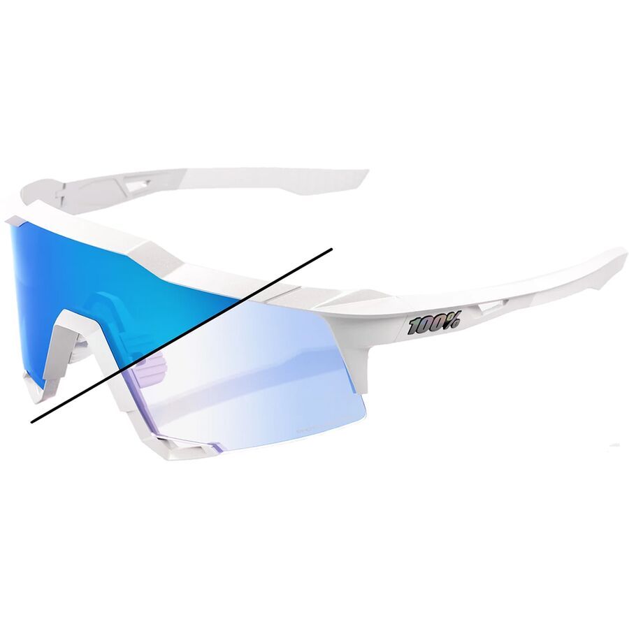 100% Speedcraft XS Sunglasses Bastille LE/Pearl White Glitter/Blue Mirror Photochromic Lens