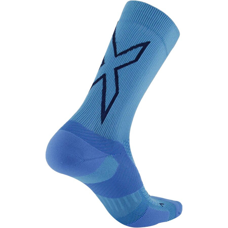 2XU Vectr Light Cushion Crew Sock Azure Blue/Surf