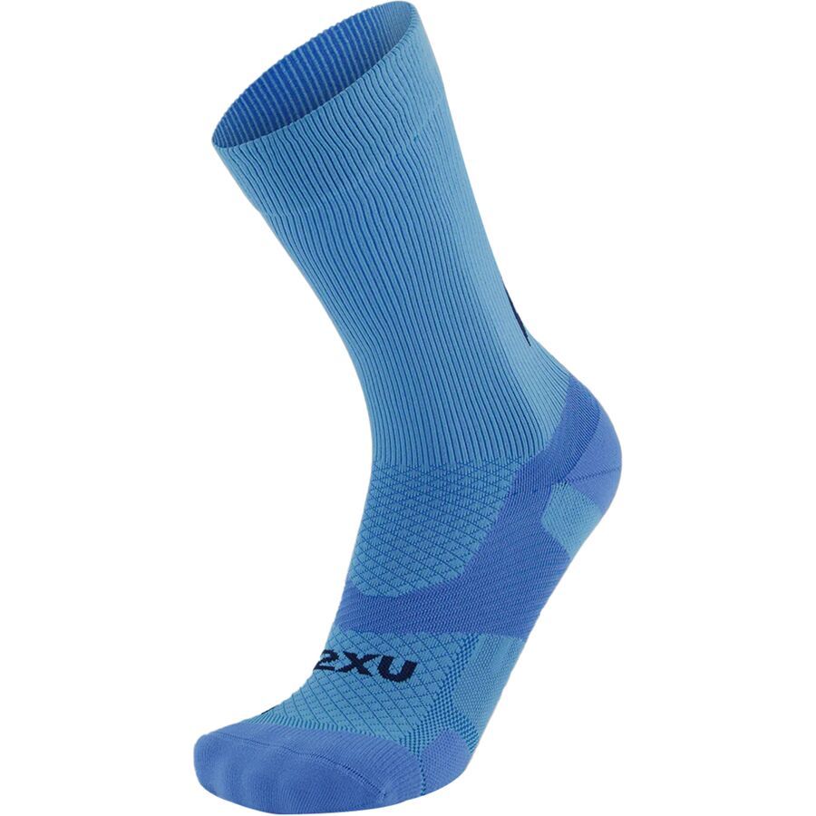 2XU Vectr Light Cushion Crew Sock Azure Blue/Surf