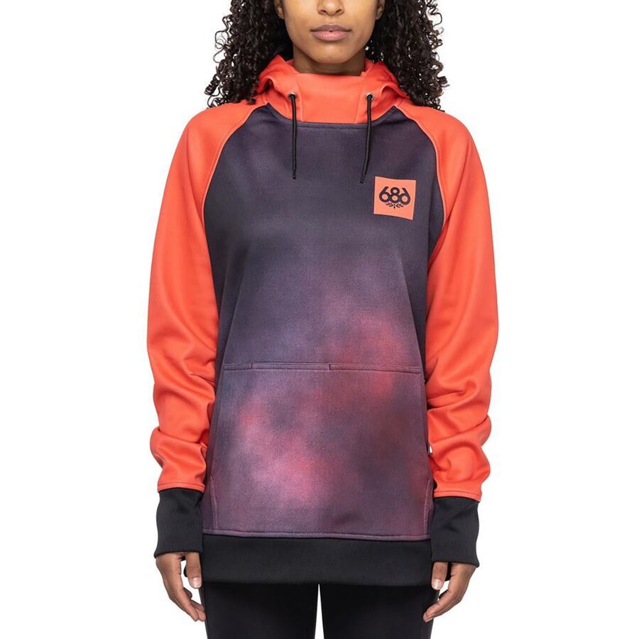 686 Bonded Fleece Pullover Hoodie - Women's Hot Coral Colorblock
