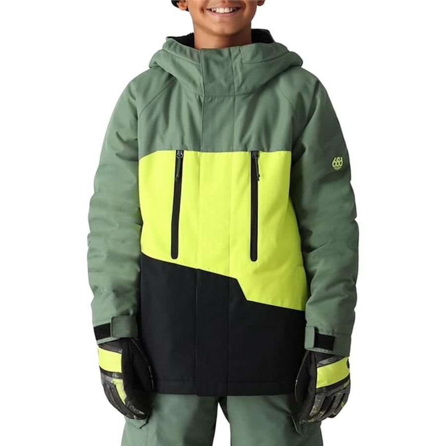 686 Geo Insulated Jacket 2025 - Boys' Cypress Lime Colorblock