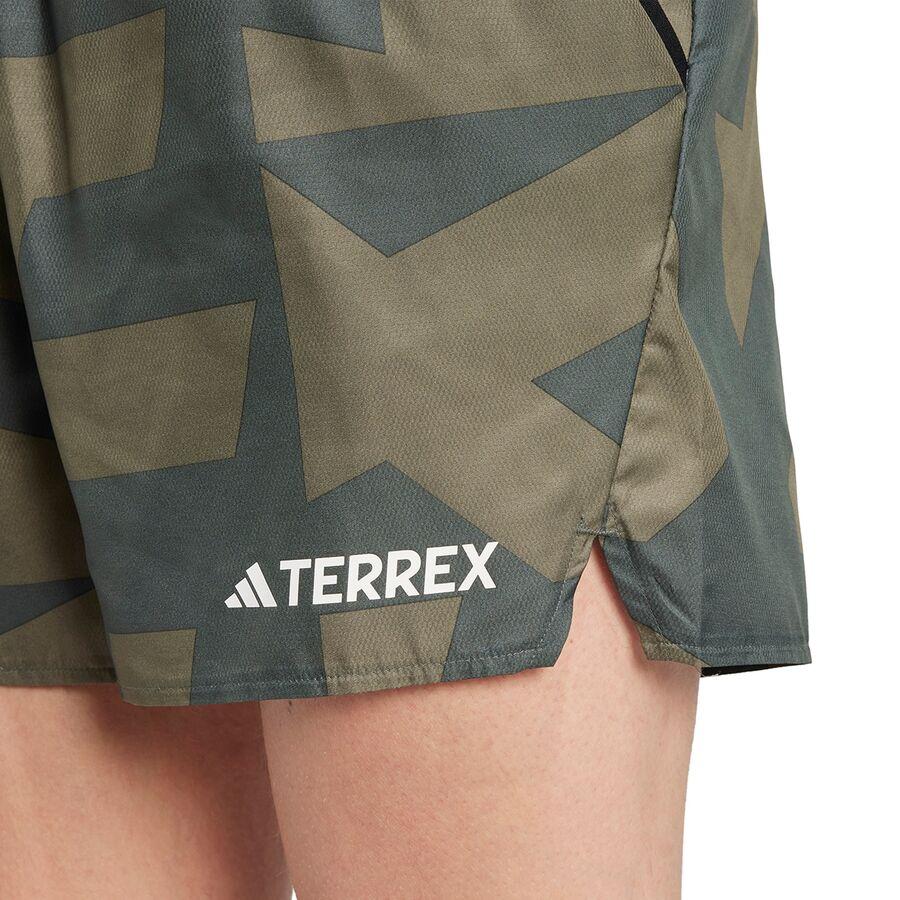 Adidas TERREX Multi Light Printed 5in Short - Men's Carbon/Ivy/Olive Strata/Orbit Green