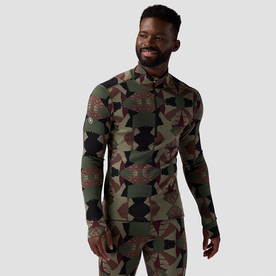Backcountry Cedars RWS Merino Mid-Wt Baselayer 1/4-Zip Top - Men's Kalamata Geo Collage Print