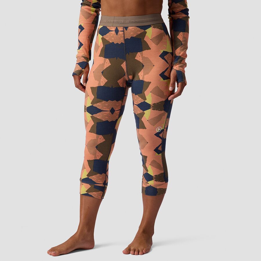 Backcountry Cedars RWS Merino Mid-Wt Baselayer 3/4 Bottom - Women's Peach Sky Geo Collage Print