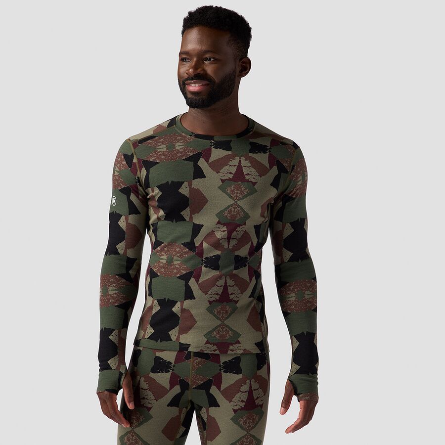 Backcountry Cedars RWS Merino Mid-Wt Baselayer Crew Top - Men's Kalamata Geo Collage Print
