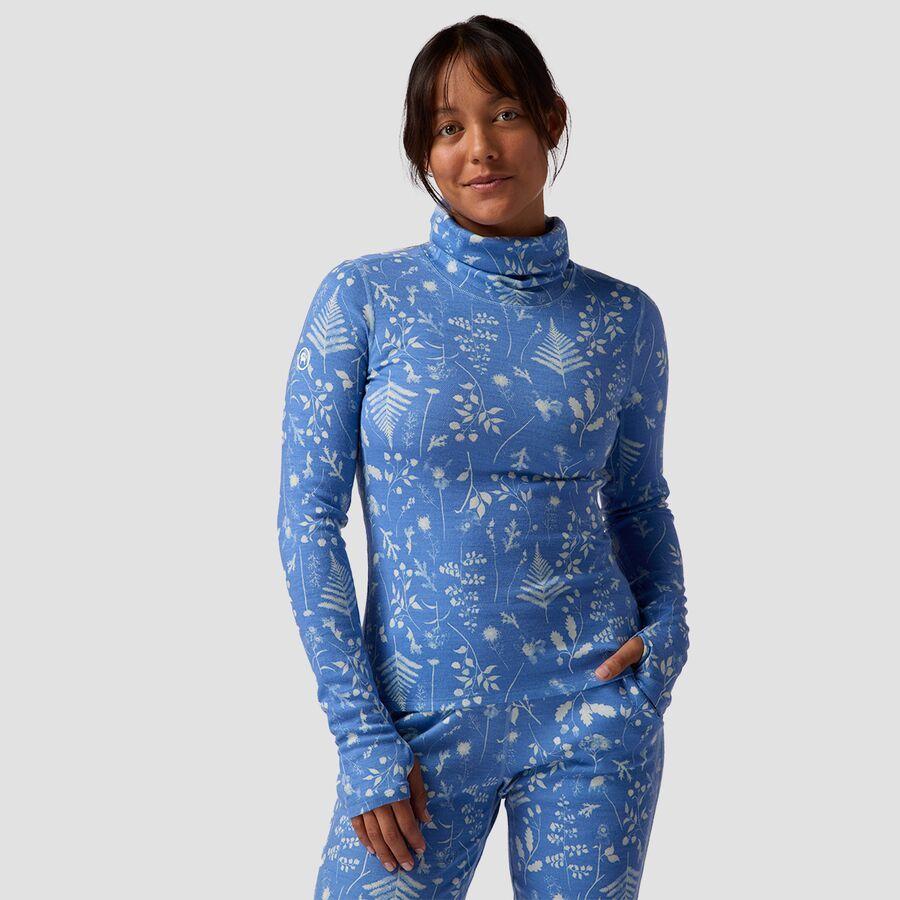 Backcountry Cedars RWS Merino Mid-Wt Baselayer Funnel Neck Top - Women's Deja Blue Print