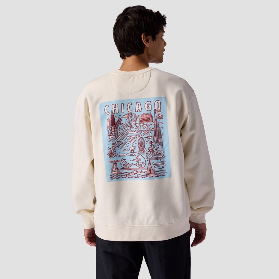 Backcountry Chicago Poster Crew Sweatshirt Vintage White