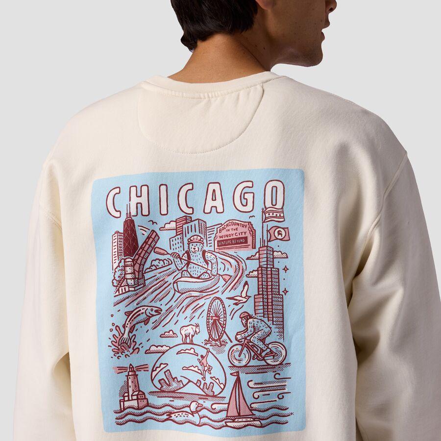 Backcountry Chicago Poster Crew Sweatshirt Vintage White