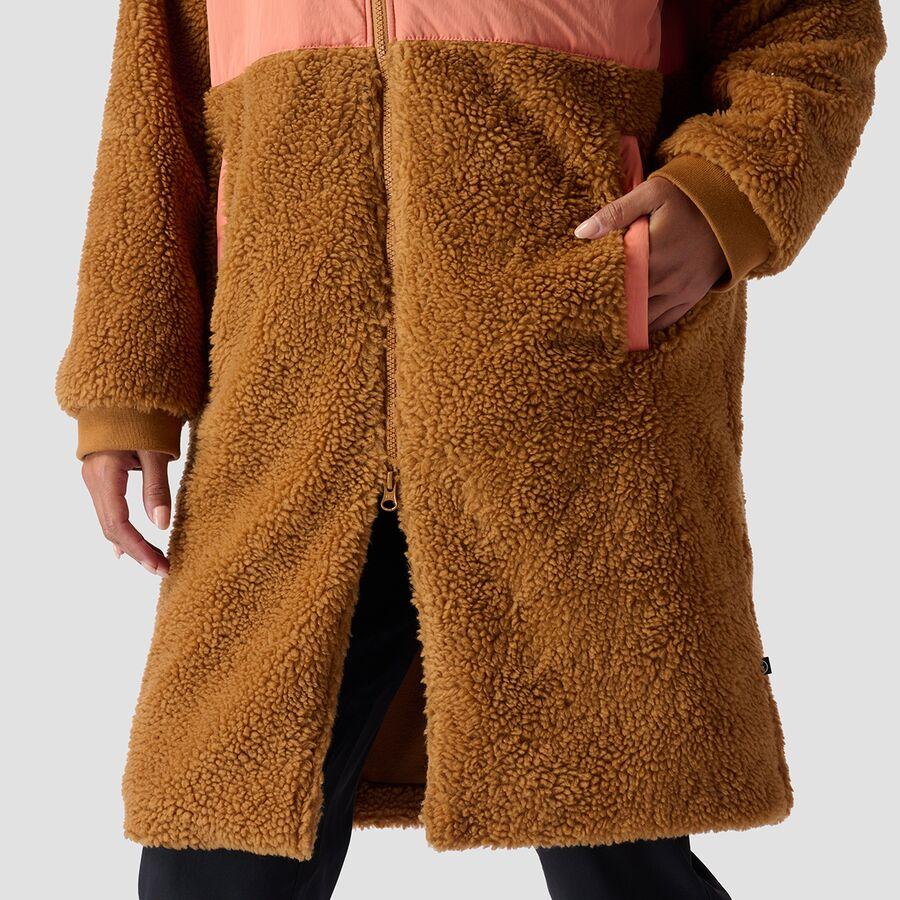 Backcountry Mixed Fabric Fleece Long Coat - Women's Brown Sugar/Tawny Orange/Fired Brick
