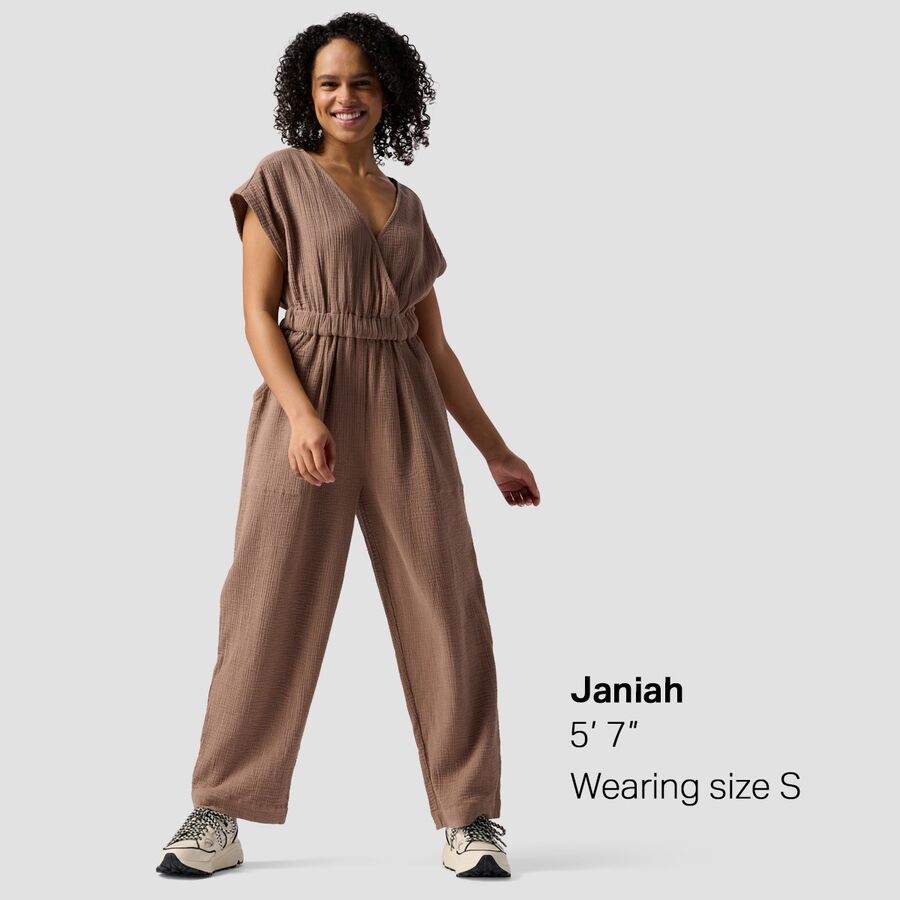 Backcountry Sleeveless Cotton Gauze Jumpsuit - Women's Fossil