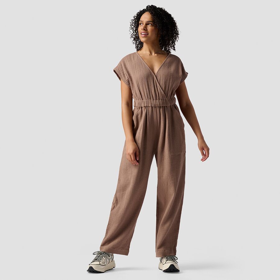 Backcountry Sleeveless Cotton Gauze Jumpsuit - Women's Fossil