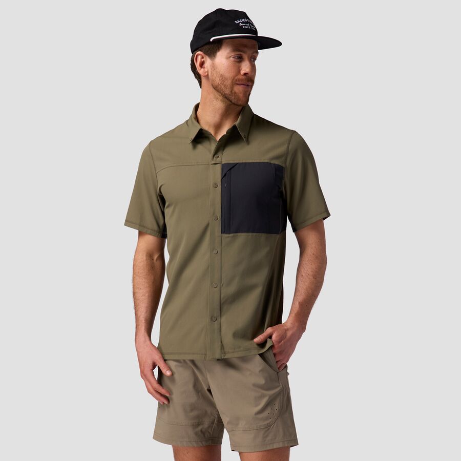 Backcountry Tahoe Woven Short-Sleeve Snap-Up Shirt - Men's Kalamata / Black