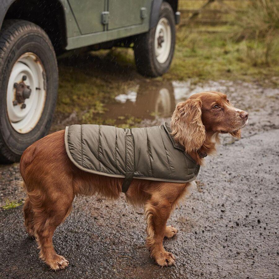 Barbour Baffle Quilted Dog Coat Dark Olive
