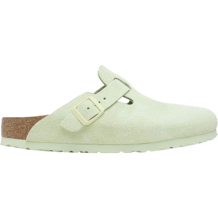 Birkenstock Boston Soft Footbed Suede Narrow Clog - Women's Faded Lime Suede
