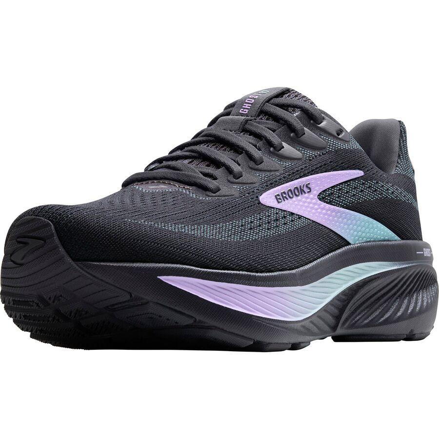 Brooks Ghost 17 Wide Running Shoe - Women's Grey/Clearwater/Purple