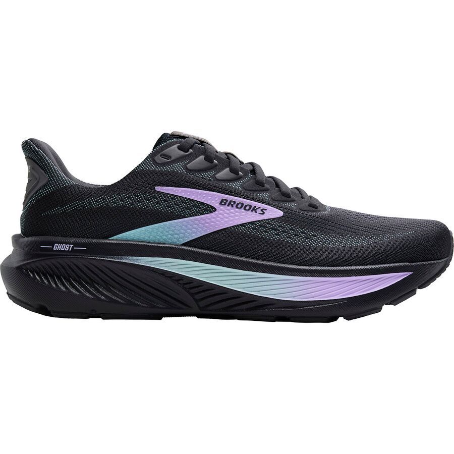 Brooks Ghost 17 Wide Running Shoe - Women's Grey/Clearwater/Purple