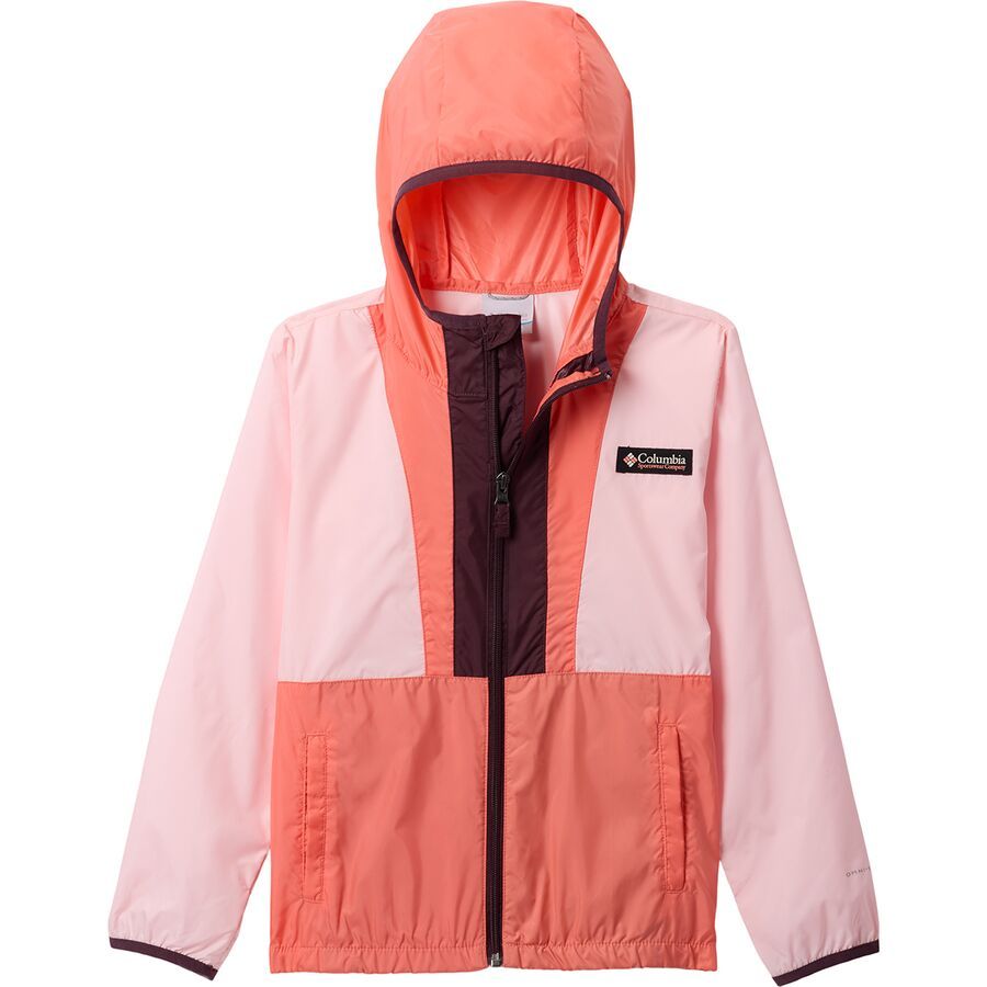 Columbia Back Bowl II Hooded Windbreaker - Kids' Satin Pink/Hot Coral/Moonvista