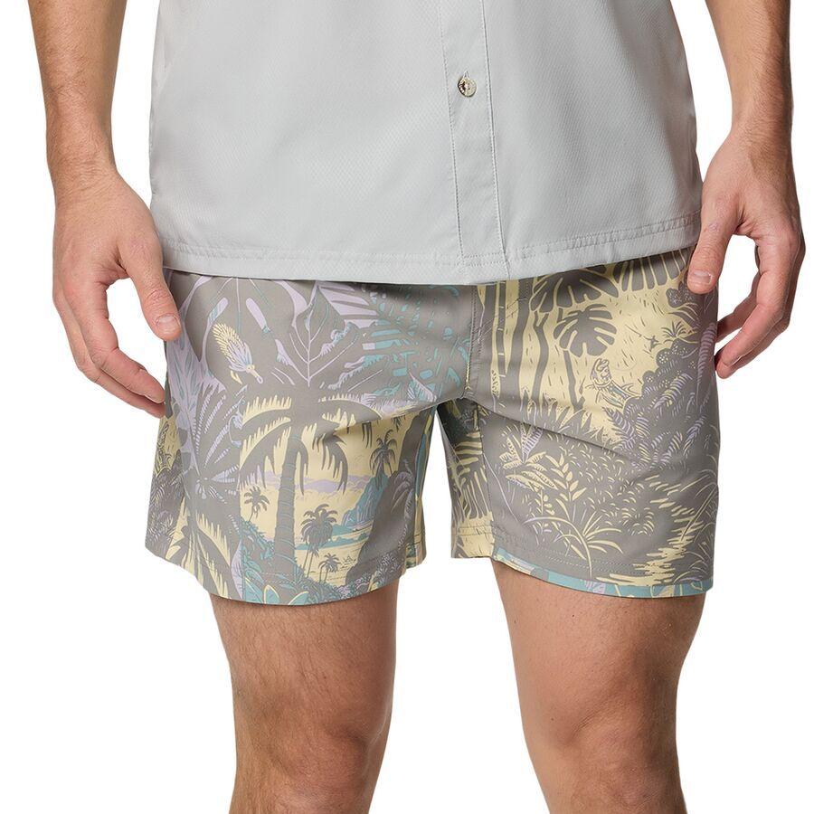 Columbia PFG Rambler Printed 8in Water Short - Men's Lemon Wash Tarpon Trek
