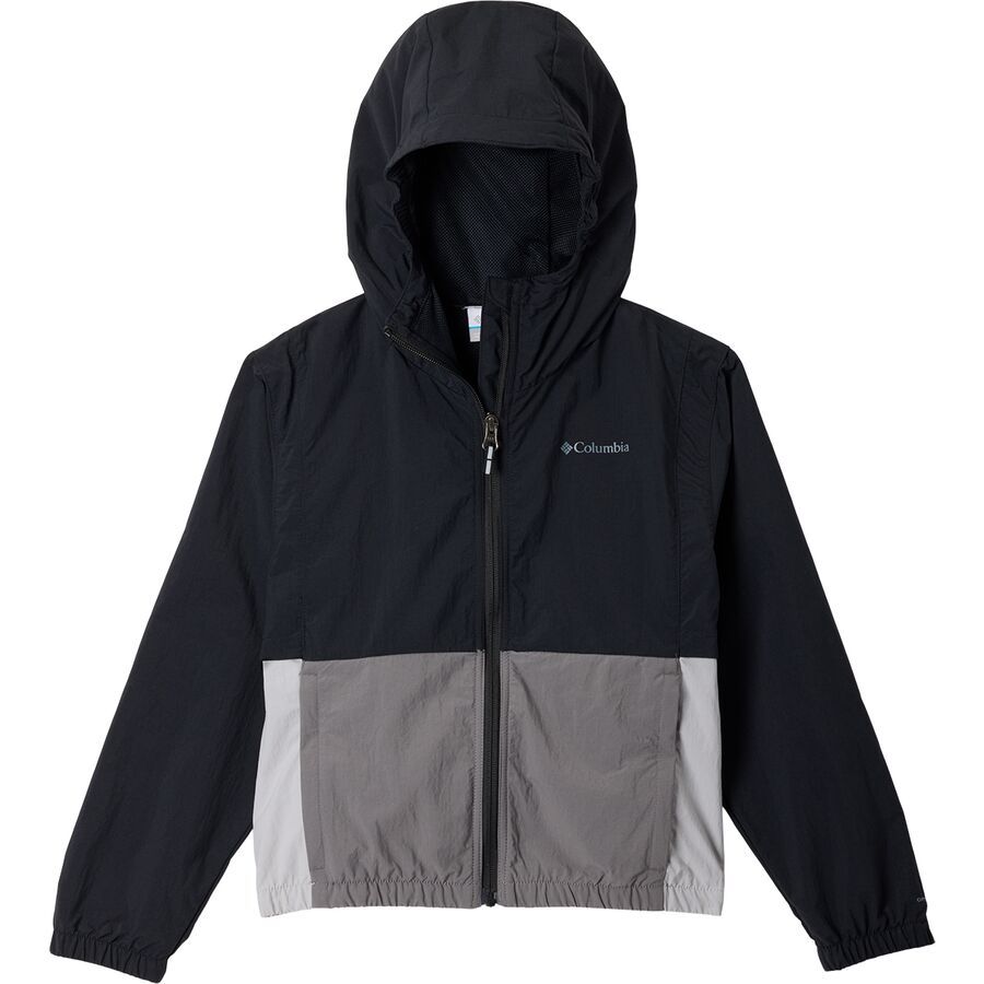 Columbia Tabor Trail Windbreaker - Girls' Black/Columbia Grey/City Grey