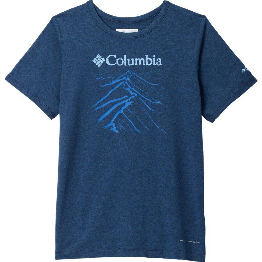 Columbia Tech Trail Short-Sleeve Graphic Shirt - Boys' Collegiate Navy Heather/Ridge Line Life