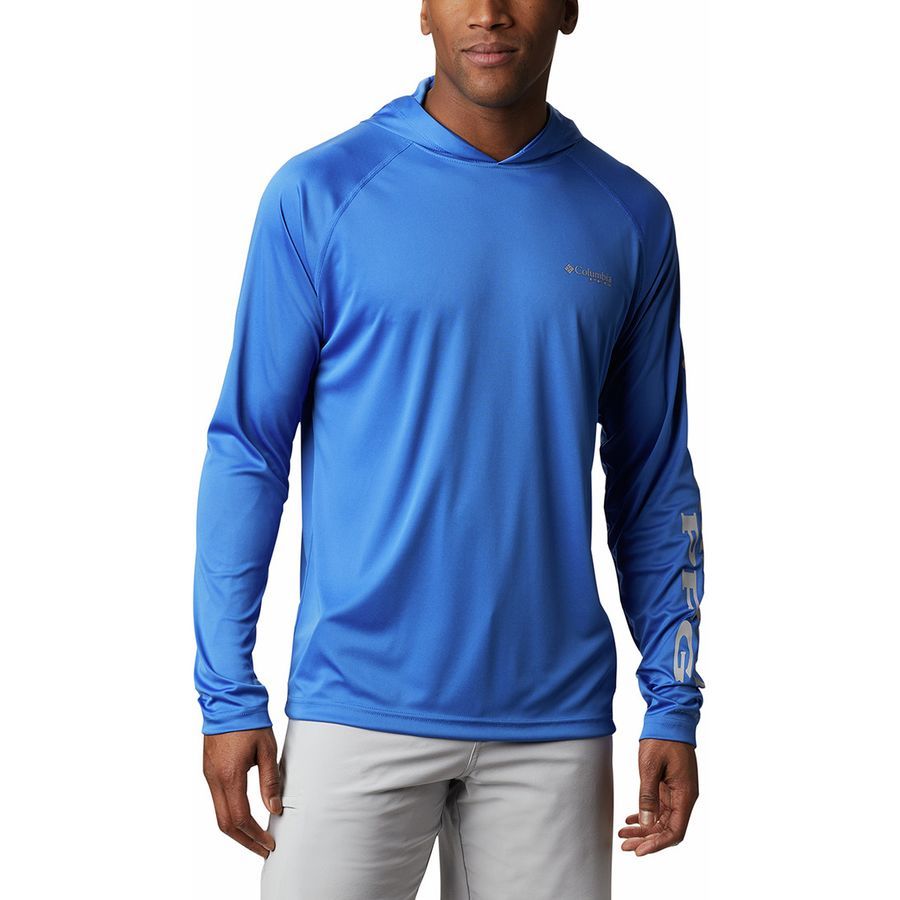 Columbia Terminal Tackle Pullover Hoodie - Men's Vivid Blue/Cool Grey Logo