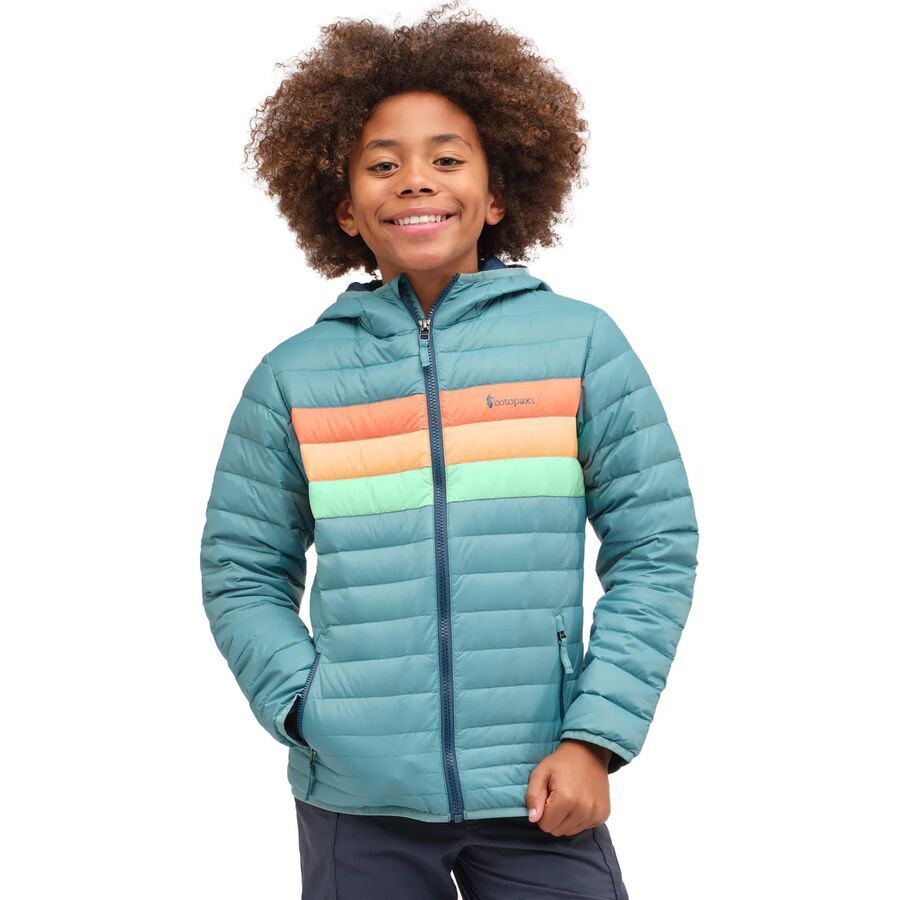 Cotopaxi Fuego Down Hooded Jacket - Boys' Coastal Stripes