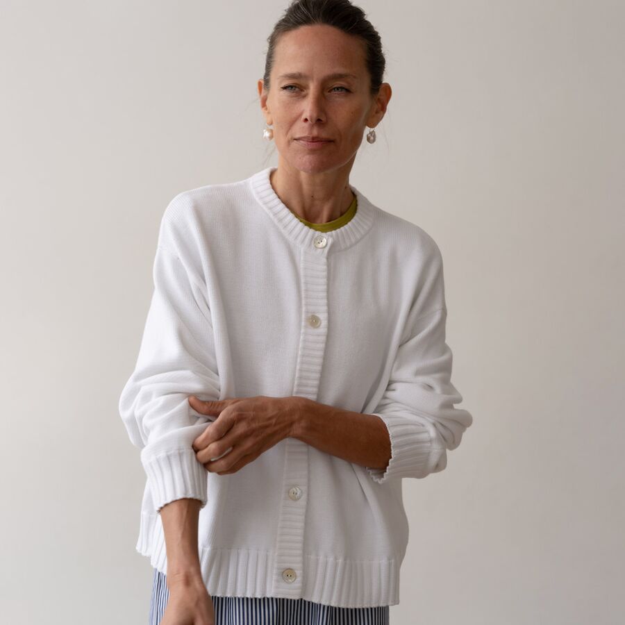 Donni The Cotton Knit Cardigan - Women's Powder