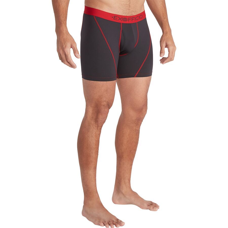 ExOfficio Give-N-Go Sport 2.0 6in Boxer Brief - Men's Black/Scarlet Sage