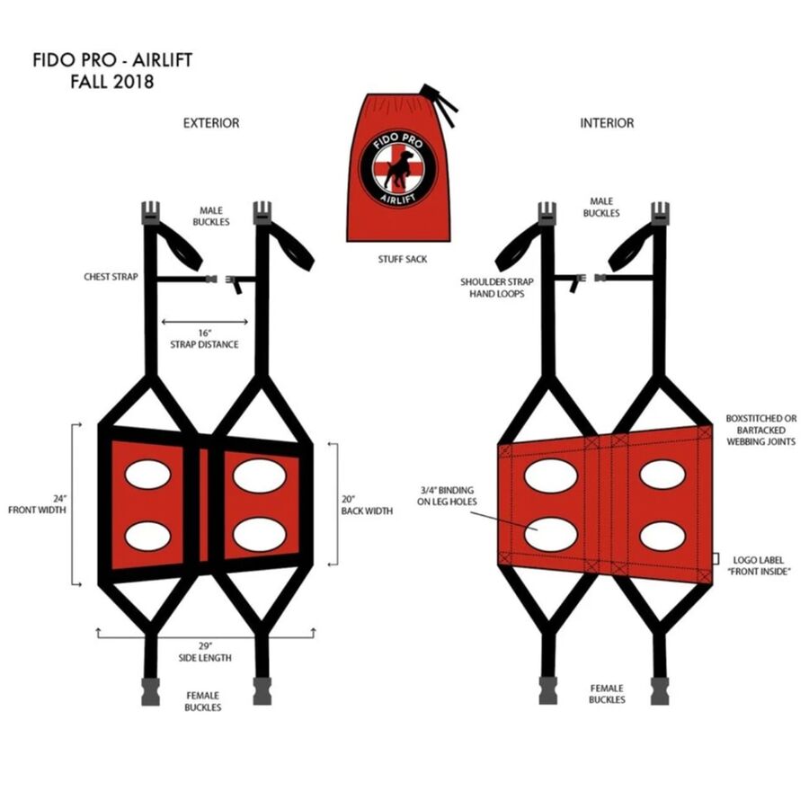 Fido Pro Airlift Emergency Dog Rescue Sling Red