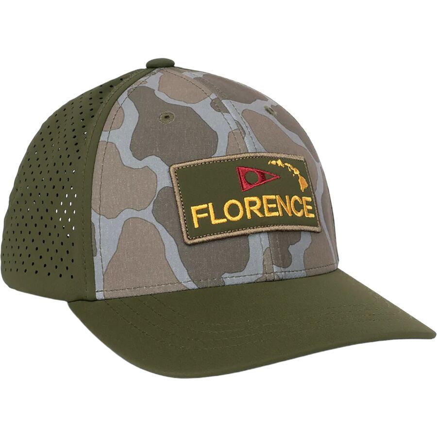 Florence Marine X Camo Airtex Trucker Hat Burnt Olive Camo
