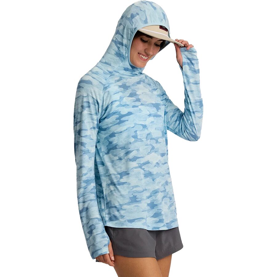 Free Fly Lightweight II Hoodie - Women's Seasmoke Camo - Surf Blue