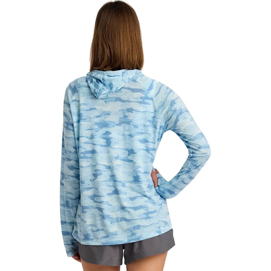 Free Fly Lightweight II Hoodie - Women's Seasmoke Camo - Surf Blue
