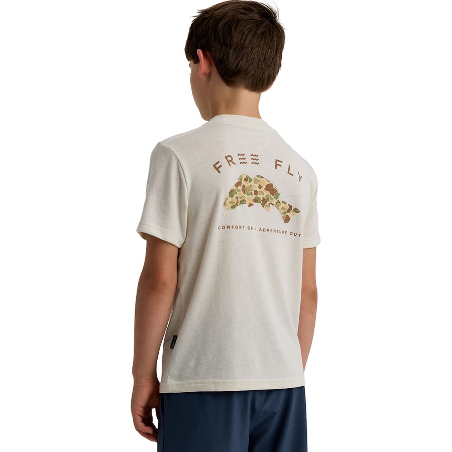 Free Fly Vintage Camo Redfish T-Shirt - Boys' Heather Birch