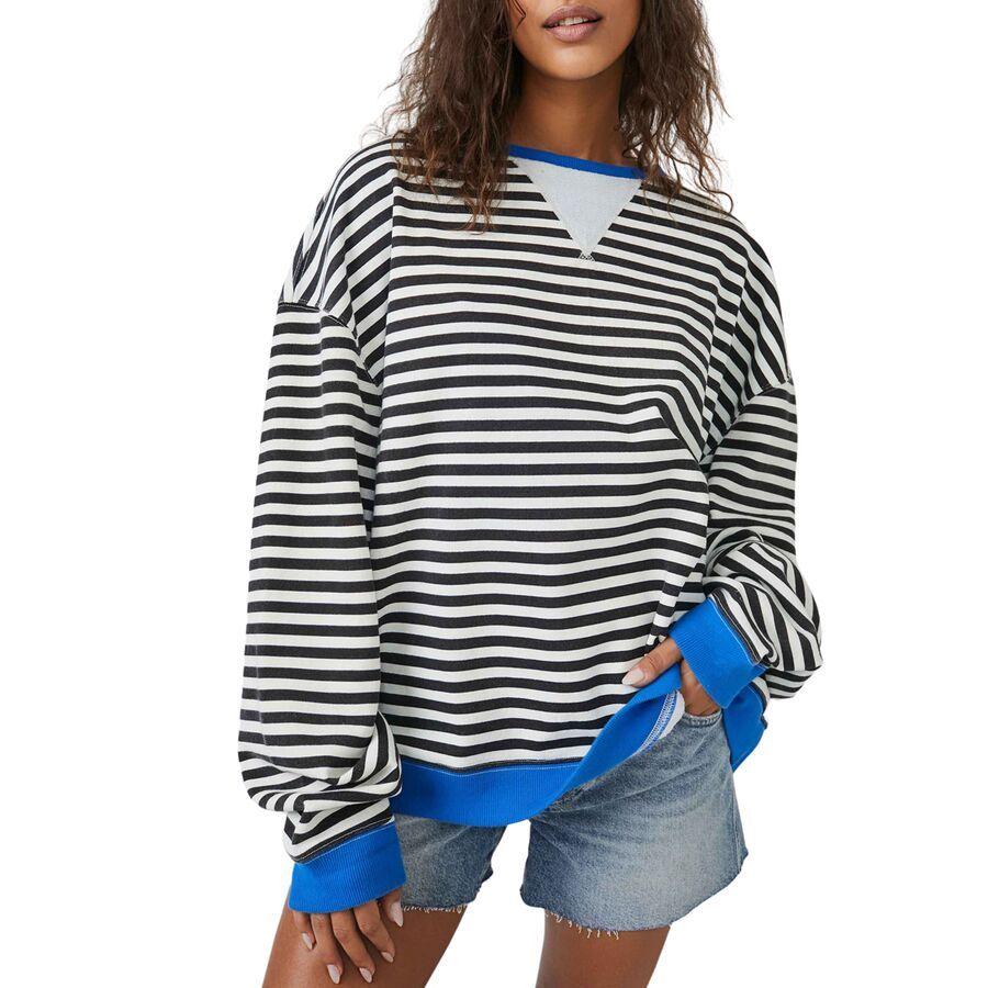 Free People Classic Striped Crew - Women's Black Combo