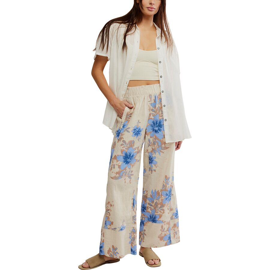 Free People Days End Printed Linen Pull On Pant - Women's Ivory Combo-Floral