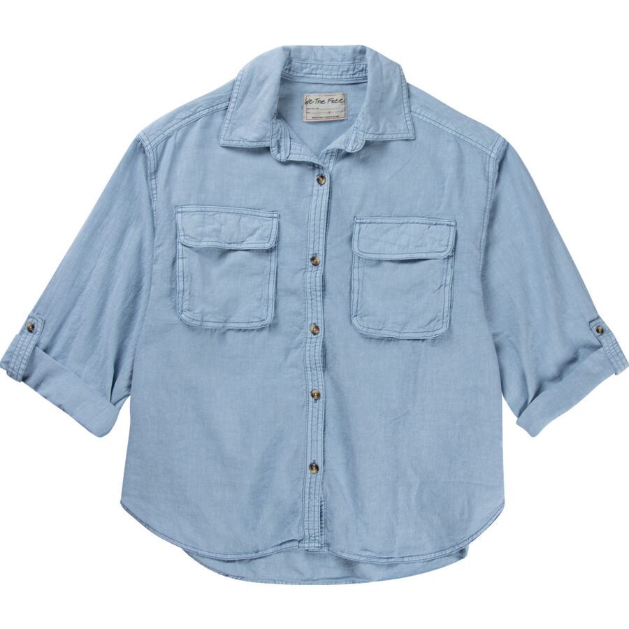 Free People Made For Sun Linen Shirt - Women's Faded Denim