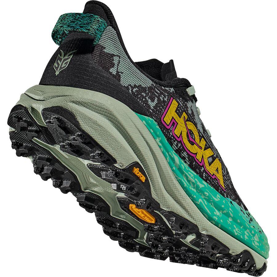 HOKA Speedgoat 6 Trail Running Shoe - Women's Black/Aloe Vera