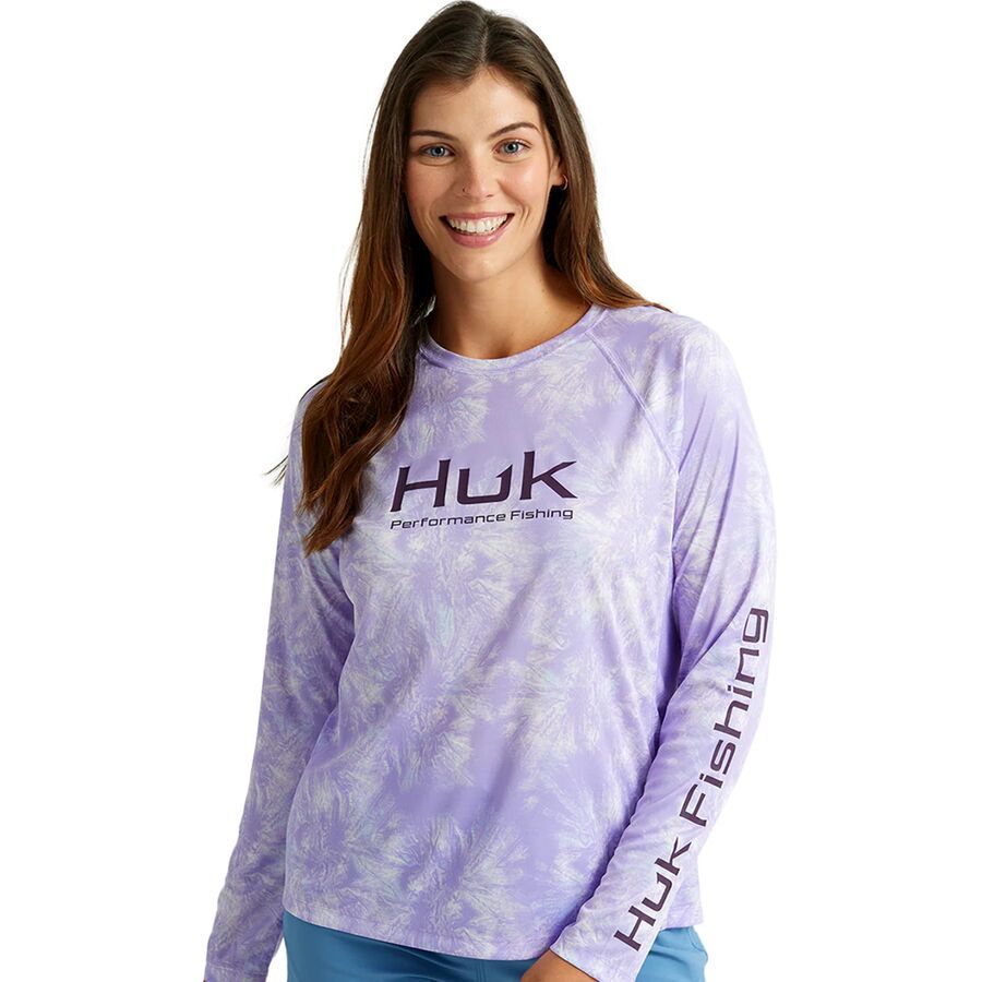 Huk Aqua Dye Pursuit Crew Top - Women's Lavender