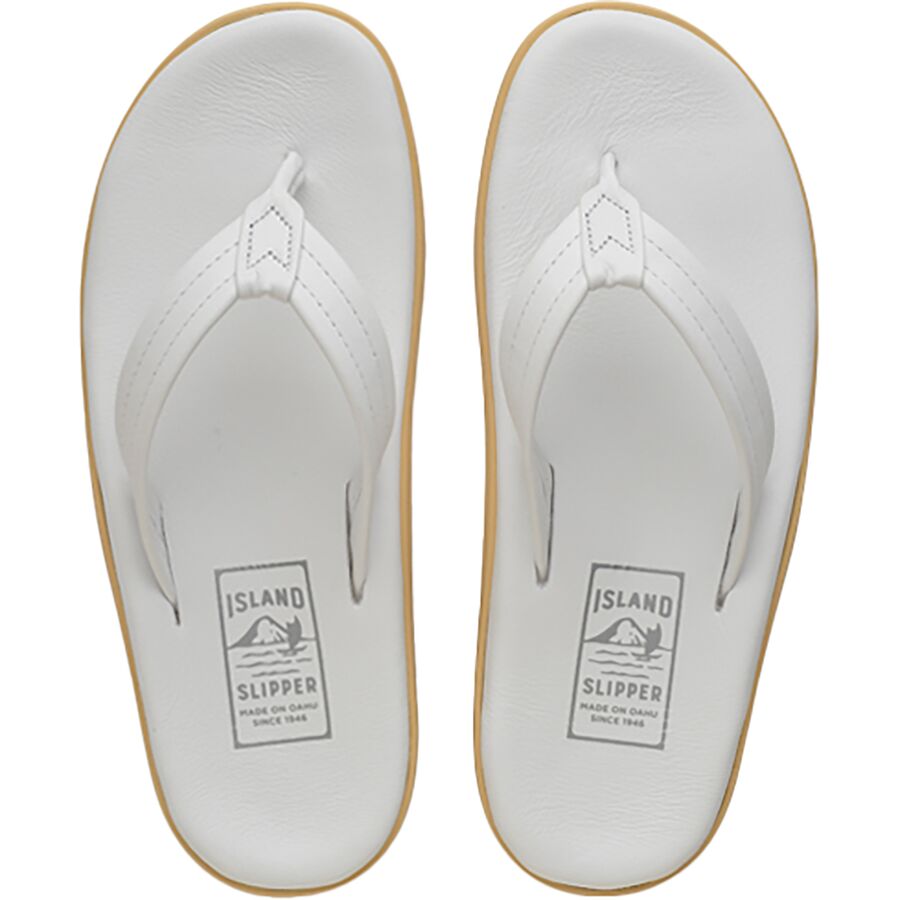 Island Slipper Classic Leather Flip Flop White