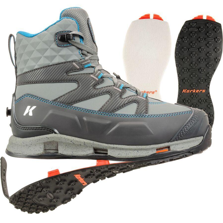 Korkers Bantam Lite Felt & Kling-On Sole Wading Boot - Women's Grey/Aqua