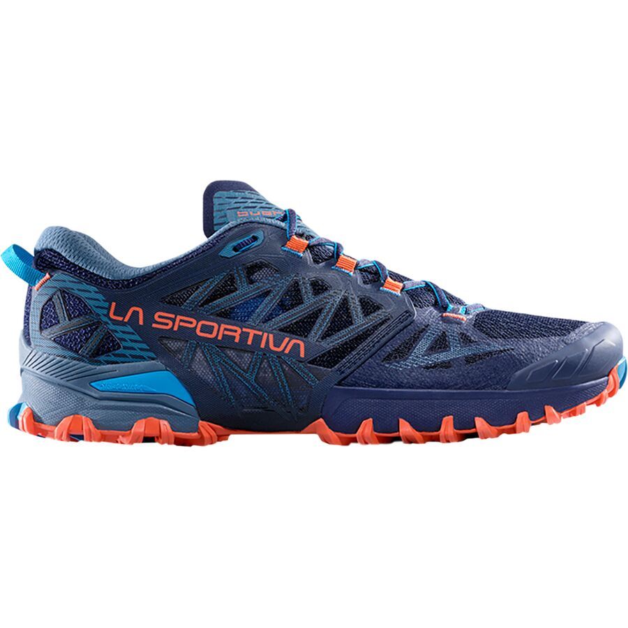 La Sportiva Bushido III Wide Trail Running Shoe - Men's Deep Sea/Cherry Tomato W