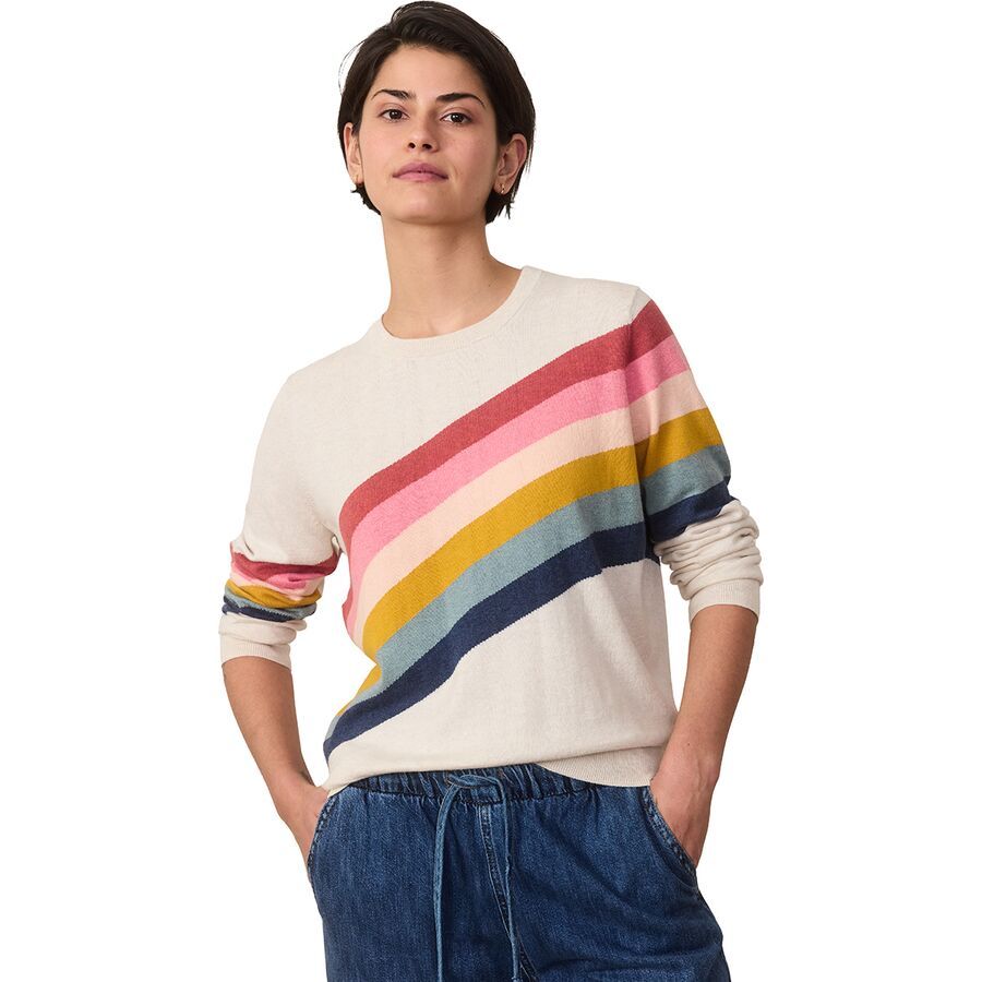 Marine Layer Icon Rainbow Swoosh Sweater - Women's Oatmeal Rainbow