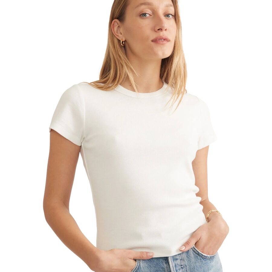 Marine Layer Lexi Rib Sun-In Crew T-Shirt - Women's Antique White