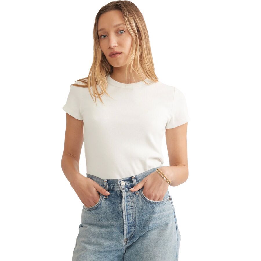 Marine Layer Lexi Rib Sun-In Crew T-Shirt - Women's Antique White