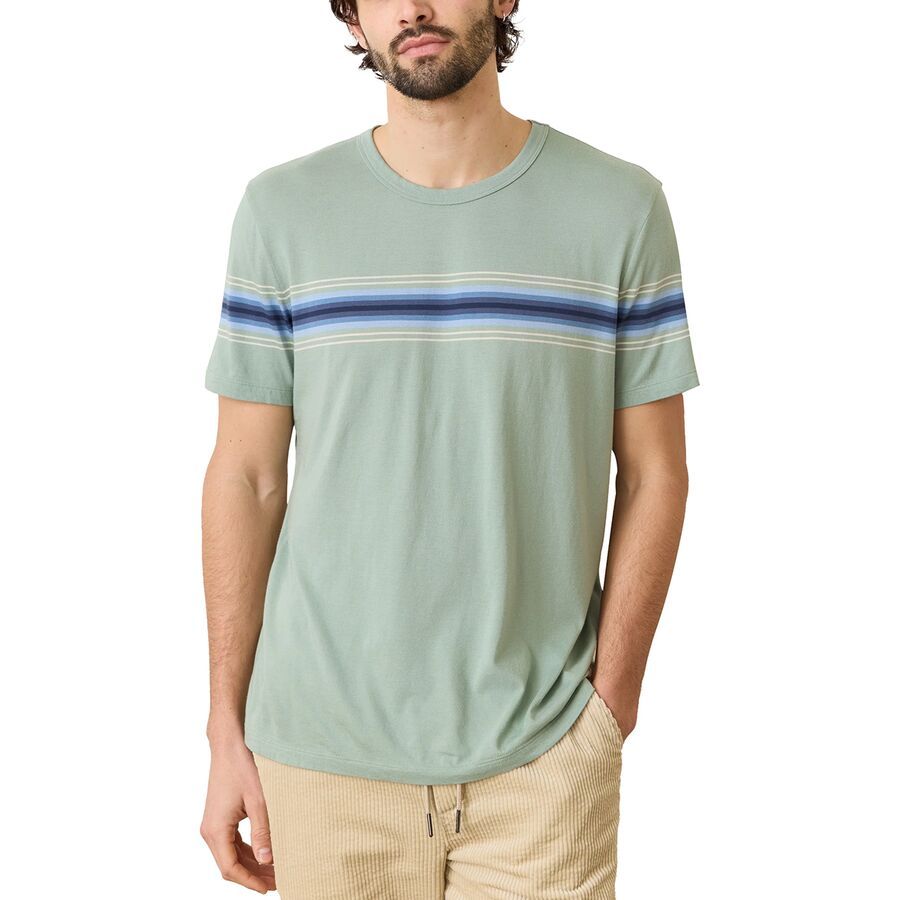 Marine Layer Signature Crew Stripe T-Shirt - Men's Iceberg Green