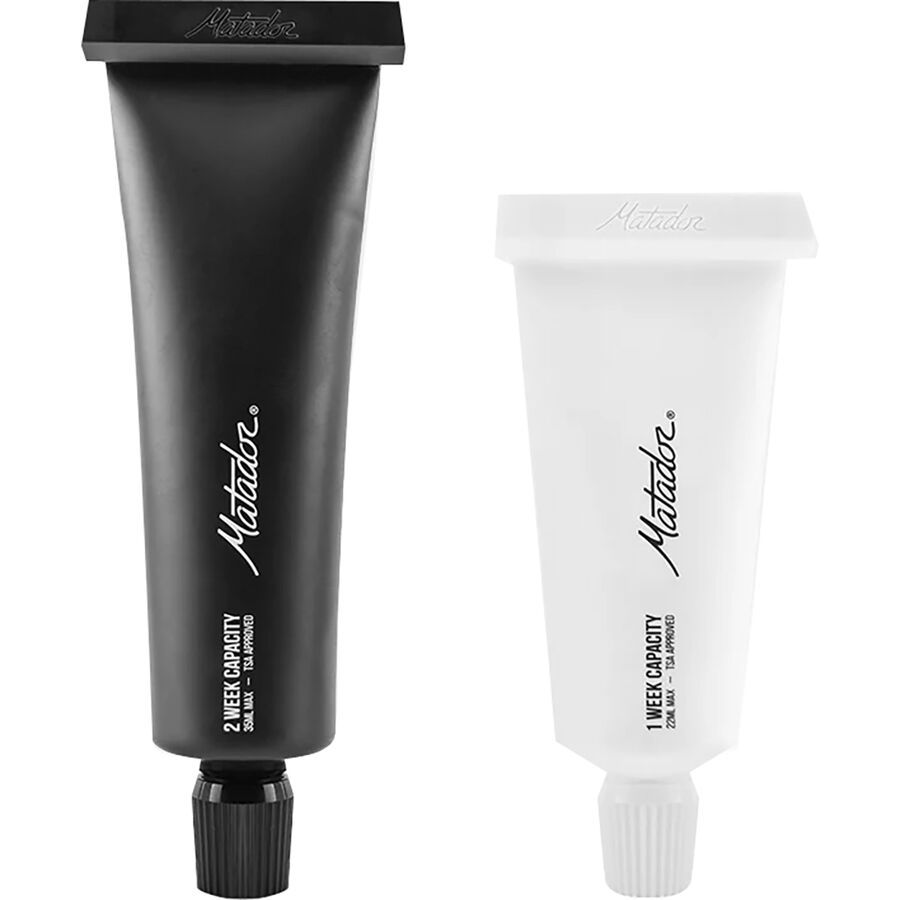 Matador Refillable Toothpaste Tubes - 2-Pack Black/White