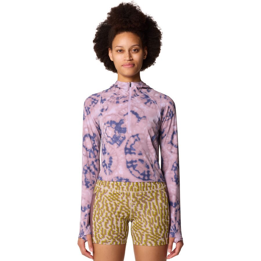 Mountain Hardwear Crater Lake Crop Zip Top - Women's Wisteria Spore Dye Print