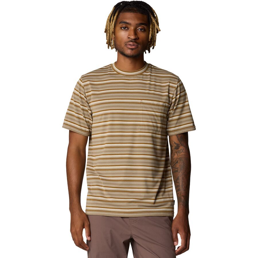 Mountain Hardwear Low Exposure Shirt - Men's Golden Brown Crag Stripe Print