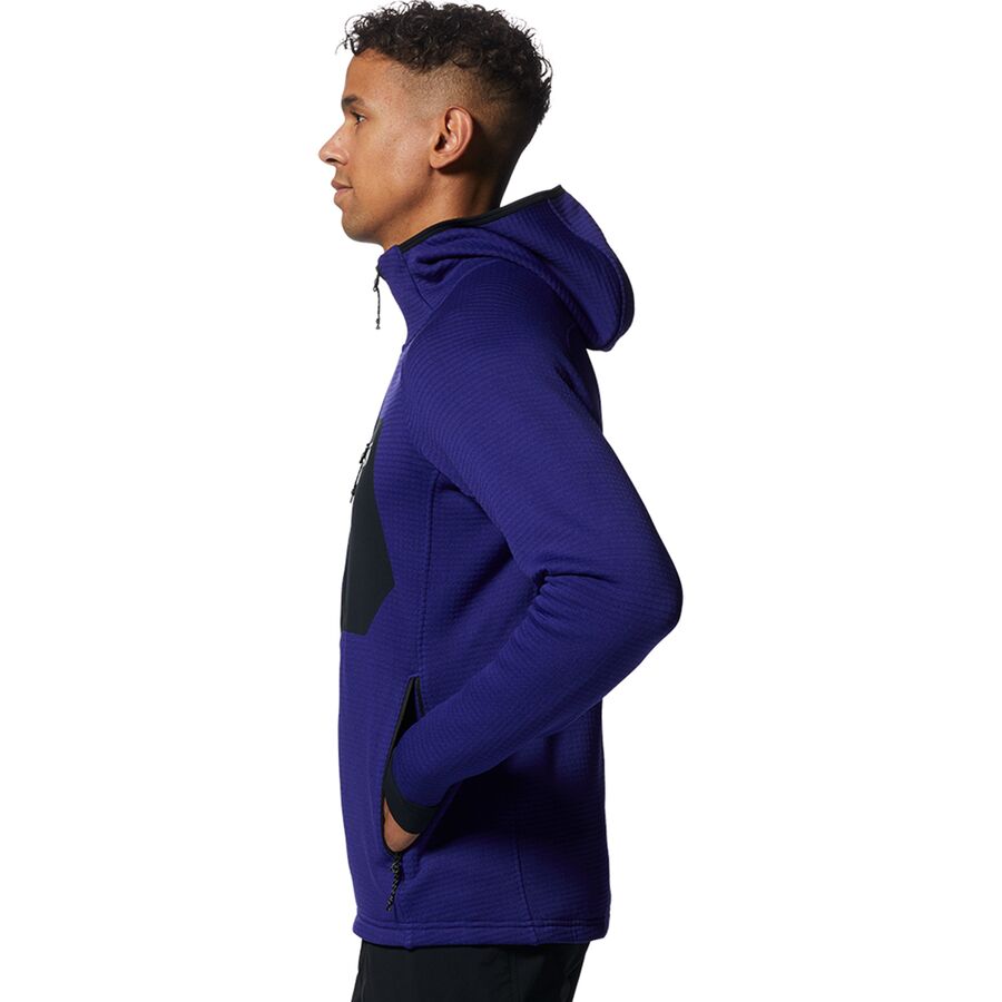 Mountain Hardwear Polartec Power Grid Full-Zip Hoodie - Men's Klein Blue Heather